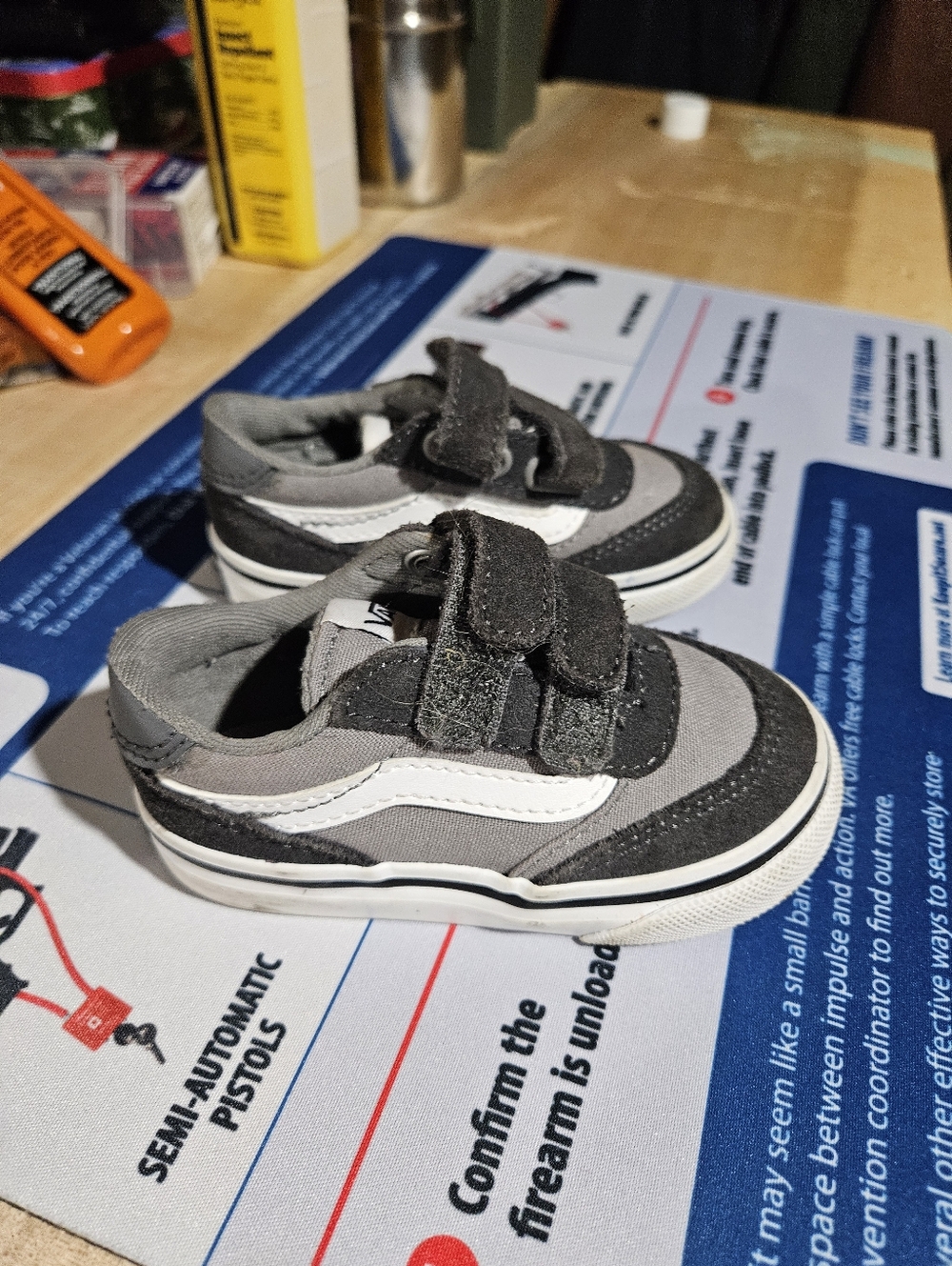 Vans Kids Gray Velcro Skate Shoes